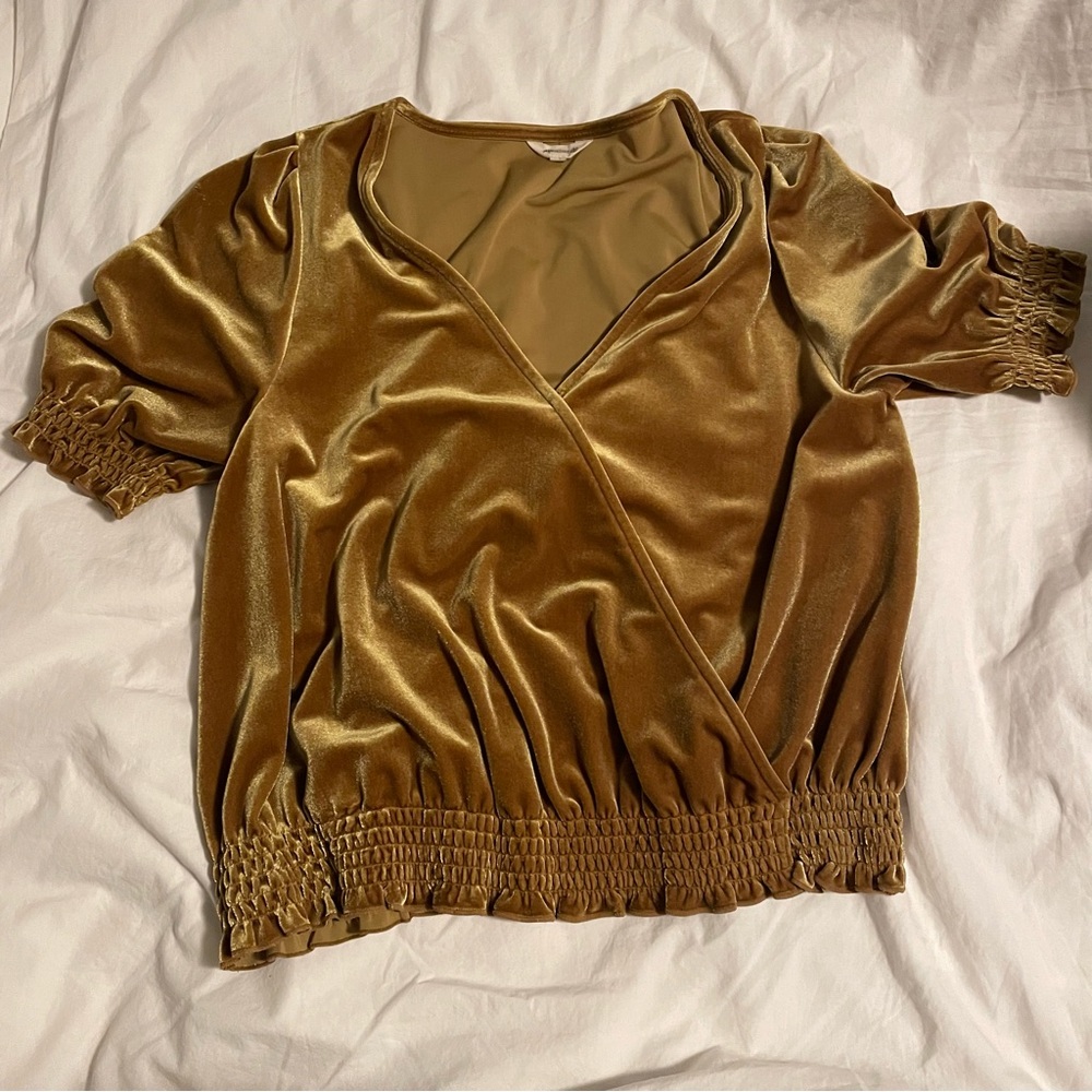 Madewell Mustard Yellow Velvet Velour Top